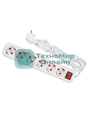 Удлинитель 6х2м с заземл. 16А IP20 с выкл. Lezard 720-0602-602