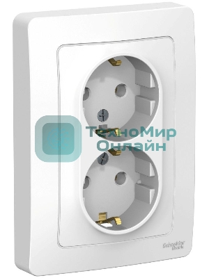 Розетка 2-м СП Blanca 16А 250В без шторок с заземл. бел. SchE BLNRS001021