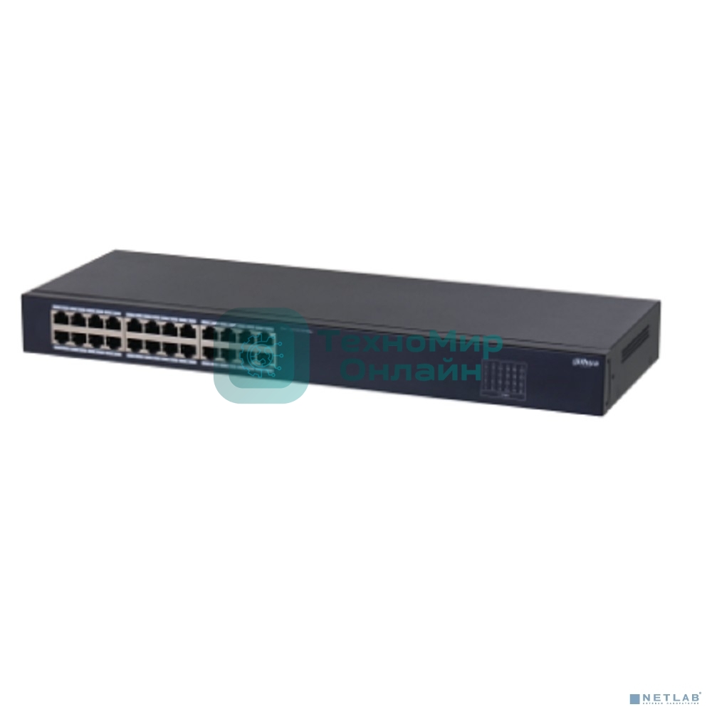 Коммутатор настраиваемый 24-портовый Dahua DH-SF1024 24xRJ45 100Mb, коммутация 4.8 Гбит/с, MAC-таблица 8К, металл