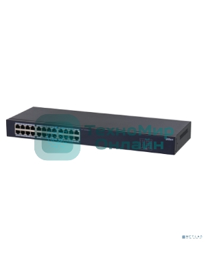 Коммутатор настраиваемый 24-портовый Dahua DH-SF1024 24xRJ45 100Mb, коммутация 4.8 Гбит/с, MAC-таблица 8К, металл