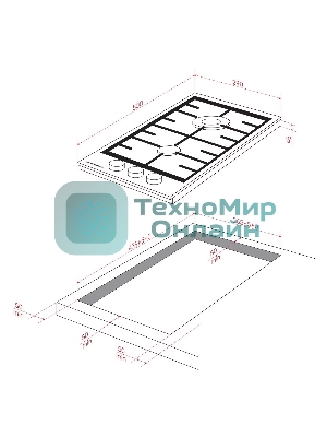 Газовая варочная панель Kuppersberg FS 36 X, газ, High-Tech, 29 см, автоматический электроподжиг, газ-контроль, форсунки под сжиженый газ, SABAF конфорки, чугунные решетки, цвет нержавеющая сталь, цвет фурнитуры черный
