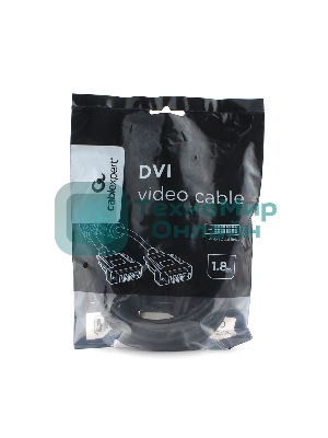 Кабель DVI-D dual link Cablexpert CC-DVI2L-BK-6, 25M/25M, 1.8м, CCS, черный, экран, феррит.кольца, пакет