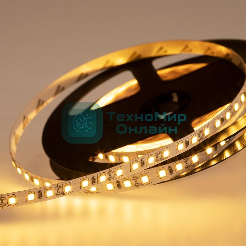 Лента светодиодная 12 В, 8 мм, IP23, SMD 2835, 120 LED/m, 12 V, цвет свечения теплый белый (3000 K)