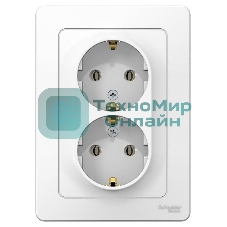 Розетка 2-м СП Blanca 16А 250В без шторок с заземл. бел. SchE BLNRS001021