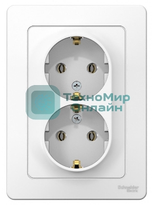 Розетка 2-м СП Blanca 16А 250В без шторок с заземл. бел. SchE BLNRS001021