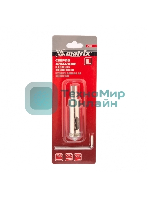 Сверло алмазное Matrix по керамограниту, 16 х 67 мм, 3-гранный хвостовик