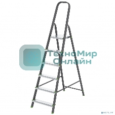Стремянка Сибртех 6 ступеней, стальной профиль, алюминиевые ступени,