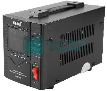 Стабилизатор напряжения UNIEL (3107) RS-1/500 - 0,5 кВА(Однофазный электронны(релейный)стабилизатор,цифровой дисплей,номинальная мощность 0,5кВА,диапазон входного напряжения 140-260В,выходное напряжение 220+8%В,частота 50/60Гц,точность стабилизации 8%,Макс.ток 5А.Размер: 265x180x168мм, Вес: 2.5кг.)