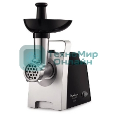 Мясорубка электрическая Moulinex ME108832 черный, 1400 Вт, 1.7 кг/мин, реверс, защита от перегрузки, насадки - 6