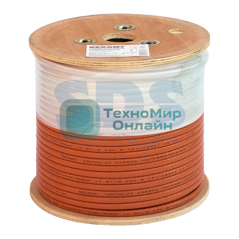Кабель греющий саморегулирующийся Rexant, пищевой, 10HTM2-CT (10Вт/1м), 100 м