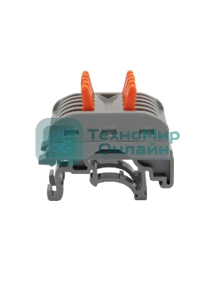 Клемма соединительная Rexant многоразовая проходная 5-полюсная, серая (0,08-4 мм²) с креплением на DIN-рейку (20 шт./уп.)