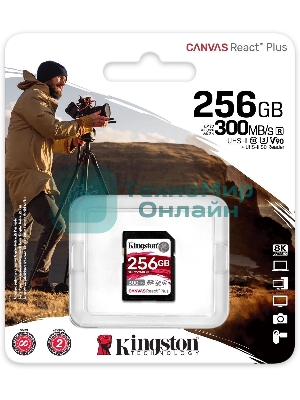 Флеш карта SDXC 256Gb Class10 Kingston SDR2/256Gb Canvas React Plus w/o adapter