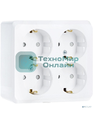 Розетка 4-м ОП Этюд 16А 250В защ. шторки с заземл. белый SchE PA16-208B
