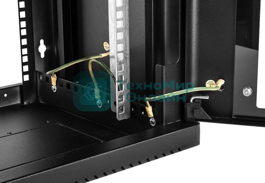 Шкаф коммутационный ЦМО (ШРН-6.350-9005) настенный 6U 600x350 мм пер. дв. стекл 200 кг черный 300 мм 180 град.