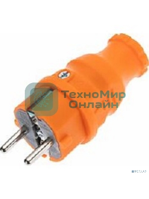 Вилка Rexant влагозащищенная прямая COMPACT, с/з, 16А, IP44, каучук, оранжевая