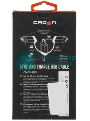 Кабель Crown USB - Lightning CMCU-012L черный