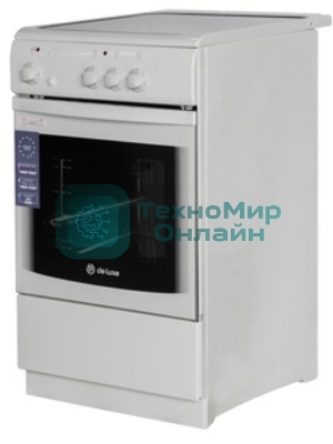 Электрическая плита De Luxe 506003.04ЭС белый, конфорок - 3 шт, духовка - 60 л, 87 см x 50 см x 60 см