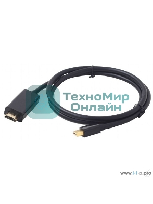 Кабель Cablexpert mDP-HDMI, 20M/19M, 1.8м, черный, позол.разъемы, пакет (CC-mDP-HDMI-6)