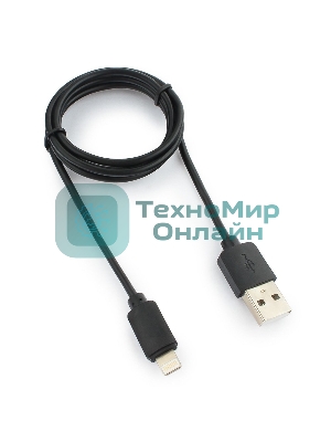 Кабель USB Гарнизон GCC-USB2-AP2-1M AM/Lightning, для iPhone5/6/7, IPod, IPad, 1м, черный, пакет