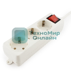 Сетевой фильтр Гарнизон EL-NB-G3-W-2, 3 евророзетки с выключателем и заземлением, допустимый ток 10А, длина 2м.