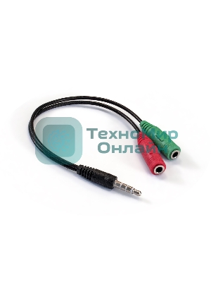 Кабель аудио Exegate EX284944RUS EX-CCA-417-0.2 (3.5мм Jack M 4pin/3.5мм Jack F Stereo+ 3.5мм Jack F микрофон, 0,2м)