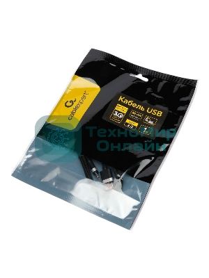 Кабель USB2.0 Cablexpert CCP-USB2-AMCM-66W-1M, AM/Type-C, 6A, 66Вт, QC3.0, медь, 1м, черный, пакет