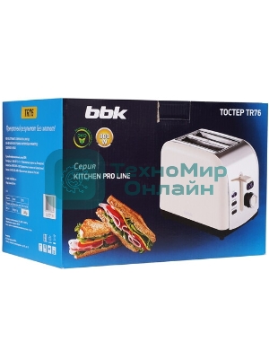 Тостер BBK TR76 кремовый, 800 Вт, 2 слота