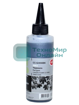Чернила Cactus CS-GI490BK черный 100мл для Canon Pixma G1400/G2400/G3400