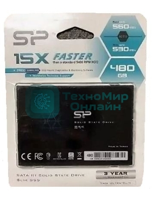 Накопитель SSD Silicon Power Slim S55, 480Gb, SATA, 2.5