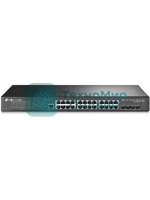 Коммутатор TP-Link JetStream 24-port Pure-Gigabit L2+ Managed Switch, 24 10/100/1000Mbps RJ45, 4*10G SFP+ Slots