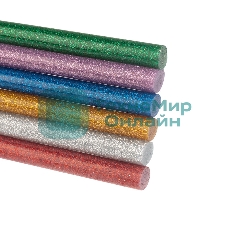 Клеевые стержни Rexant, Ø11 мм, 100 мм, цветные с блестками, 12 шт., блистер