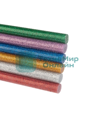 Клеевые стержни Rexant, Ø11 мм, 100 мм, цветные с блестками, 12 шт., блистер