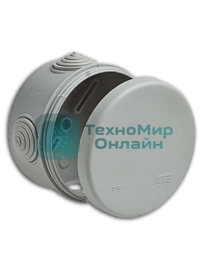 Рувинил 67025 Тусо.Коробка расп. для о/п, D = 80 мм, Н = 50 мм, 4 ввода, IP55 (св.-серая)