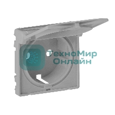 Лицевая панель розетки 2К+З с крышкой.Алюминий