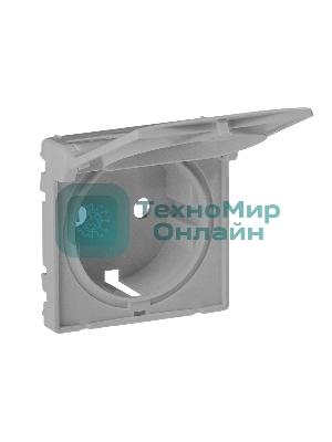 Лицевая панель розетки 2К+З с крышкой.Алюминий