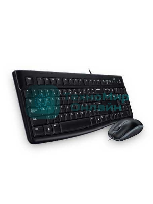 Комплект клавиатура+мышь Logitech MK120 проводной, USB, 1000 DPI, чёрный(заводская гравировка)