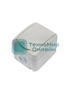 Розетка одноместная Kranz Mini OG IP54, с заземлением, о/у, серая