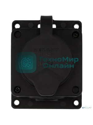 Розетка (колодка) Rexant влагозащищенная с крышкой 1 гнездо COMPACT, с/3, 16А, IP54, каучук, черный