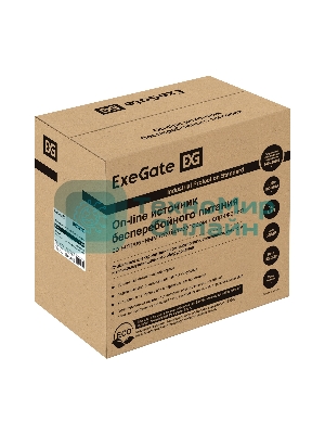 Источник бесперебойного питания On-line ExeGate PowerExpert TL-1000.LCD.AVR.2SH.USB.RS232.SNMP 1000VA/1000W, On-Line, PF=1, LCD, 2*Schuko, RS232, USB, SNMP-slot, встроенные батареи 12V 7.2Ah - 2шт, Tower, металлический корпус, черный