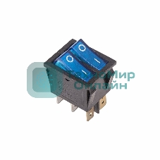 Выключатель клавишный Rexant 250V 15А (6с) ON-OFF синий с подсветкой двойной