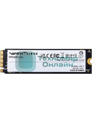 Накопитель SSD Patriot Viper VP4300 Lite, 1Tb, PCIe 4.0 x4, M.2 2280, NVMe, R/W 7400/6400, с радиатором