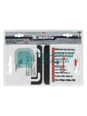 Набор сверл Matrix комб., мет.1-6мм,бетон 4-8мм,дер.4-8 мм,биты 10шт,адап., зенковка, 31пр., PRO