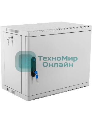 Шкаф коммутационный ЦМО (ШРН-9.350.1) настенный 9U 600x350 мм пер. дв. стал. лист 200 кг серый 300 мм 180 град.