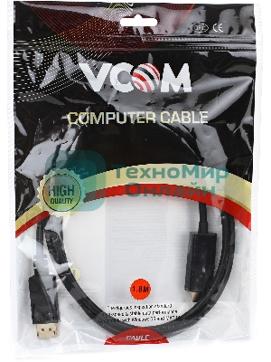 Переходник VCOM CG494-B Кабель-переходник DisplayPort M-> HDMI M 1.8m