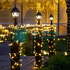 Гирлянда Neon-night Нить 10 м, 200 LED, прозрачный ПВХ, цвет свечения теплый белый с эффектом мерцания (каждый 5-й)