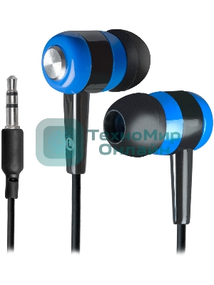Наушники проводные Defender Basic 616 черный/синий, внутриканальные, Jack 3.5 мм