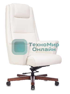 Кресло Бюрократ DUKE белый, кожа