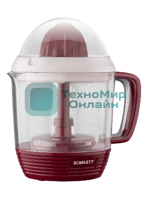 Соковыжималка Scarlett SC-JE50C08 красный/белый, цитрусовая, 25 Вт, 1200 мл, механическое