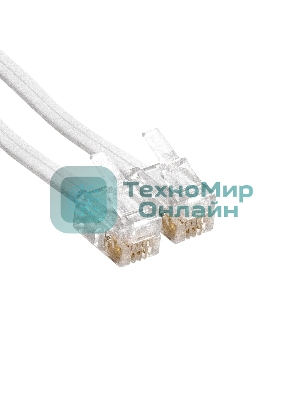 Патч-корд телефонный ExeGate TC4P4C-4M-W (шнур для телефонной трубки, витой, RJ-10 (4P-4C), 4м, белый)