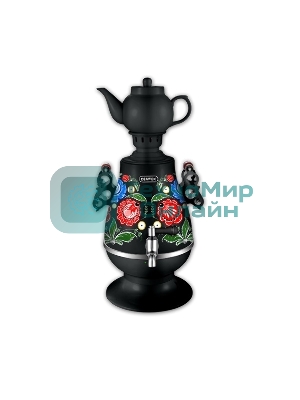 Самовар Centek СТ-0091 B (черный+рисунок), 4.0л, 2300 Вт, поддерж.t + LED индикатор, керам заварник